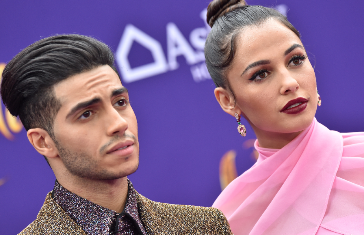 Mena Massoud and Naomi Scott attend the premiere of Disney's "Aladdin" on May 21, 2019 in Los Angeles, California. (Getty)