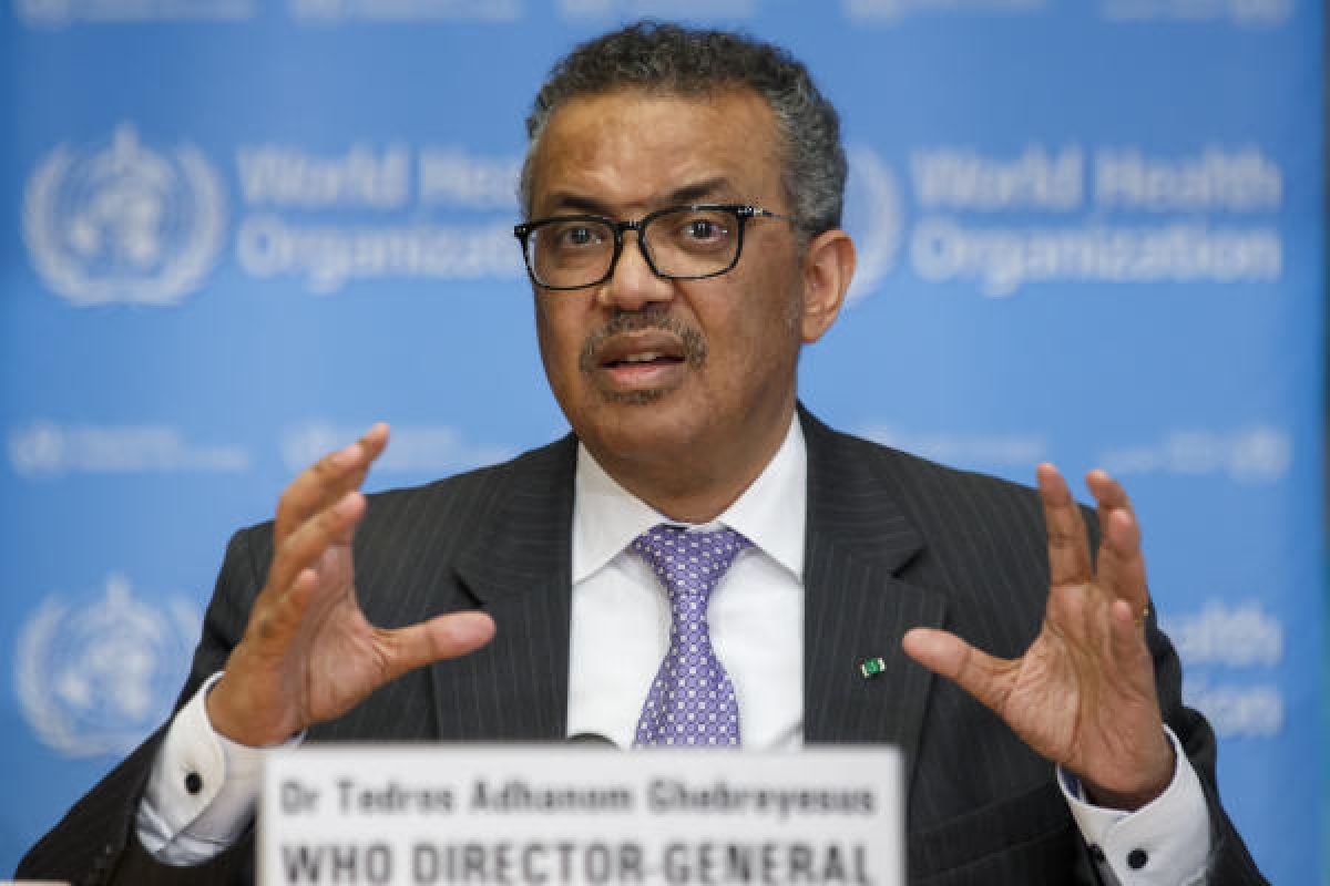 Tedros Adhanom Ghebreyesus, Director General of the World Health Organization speaks during a news conference on updates regarding on the novel coronavirus COVID-19, at the WHO headquarters in Geneva, Switzerland, Monday, March 9, 2020. (AP)